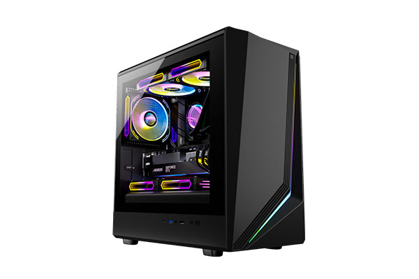 How does the glass side panel design improve the overall visual appearance of the open host chassis?